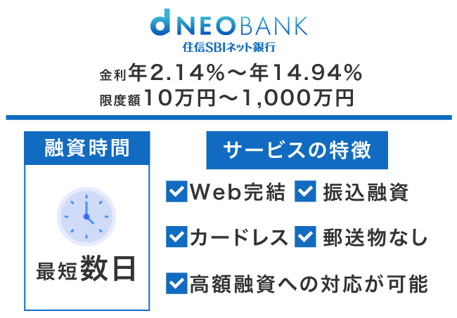 住信SBIネット銀行カードローンの情報
